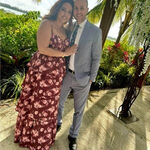 Altar'd State Floral Maxi Dress - Burgundy and Pink